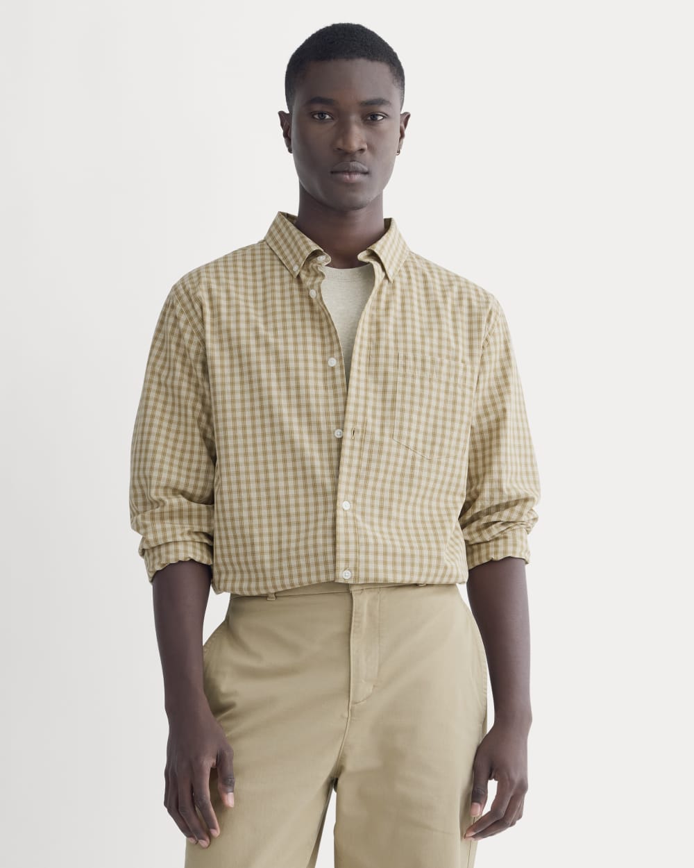 Washed Poplin Shirt | Aged Brass Plaid