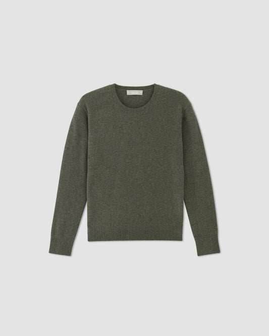 The Classic Crew in Cashmere | Heathered Army Green