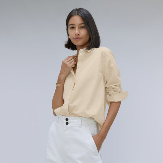 The Must-Have Shirt in Silky Cotton | Golden Palm / White