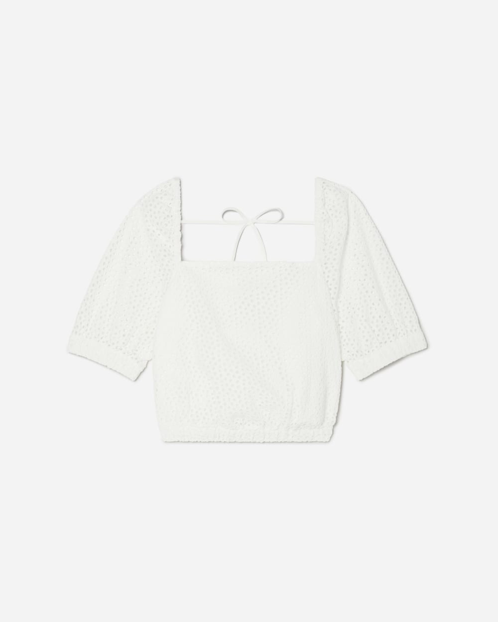 The Eyelet Puff Sleeve Top | White