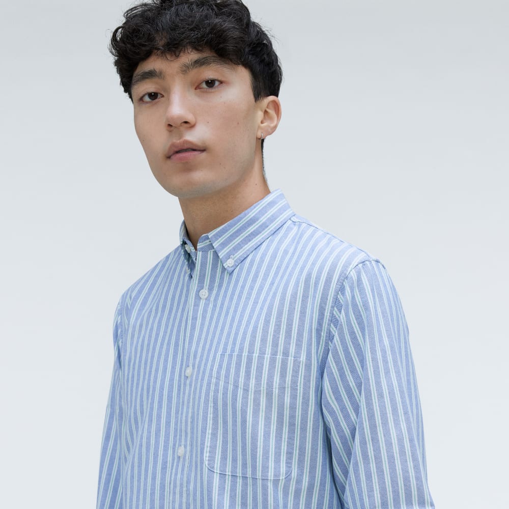 The Standard Fit Japanese Oxford Shirt | Uniform | Lapis Blue / Bright Jade / Optic White | Standard