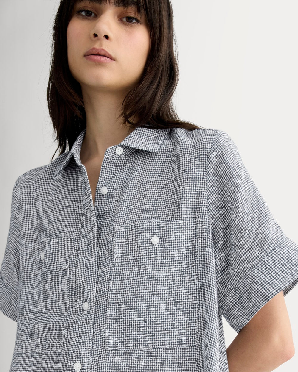 The Daytripper Dress in Linen | Midnight Navy Gingham