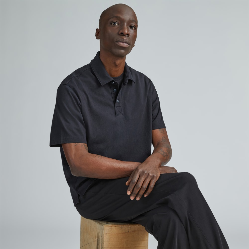 The Premium Weight Relaxed Polo | Black