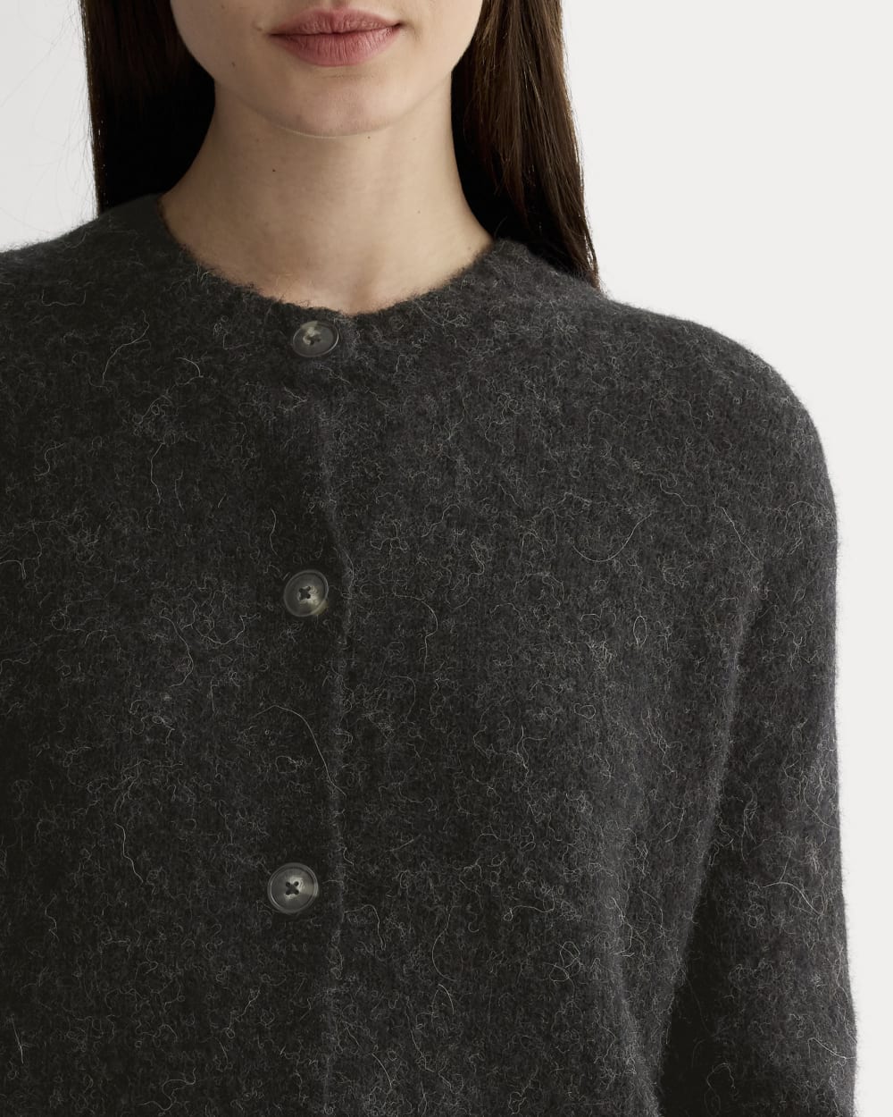 The Crew Cardigan in Alpaca | Heathered Black