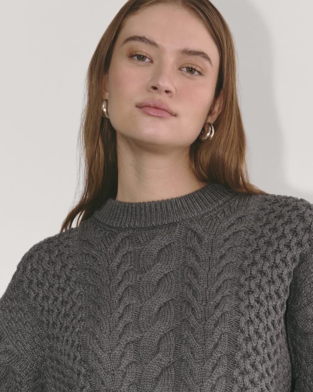 The Cable Sweater in Everyday Cotton | Heathered Charcoal