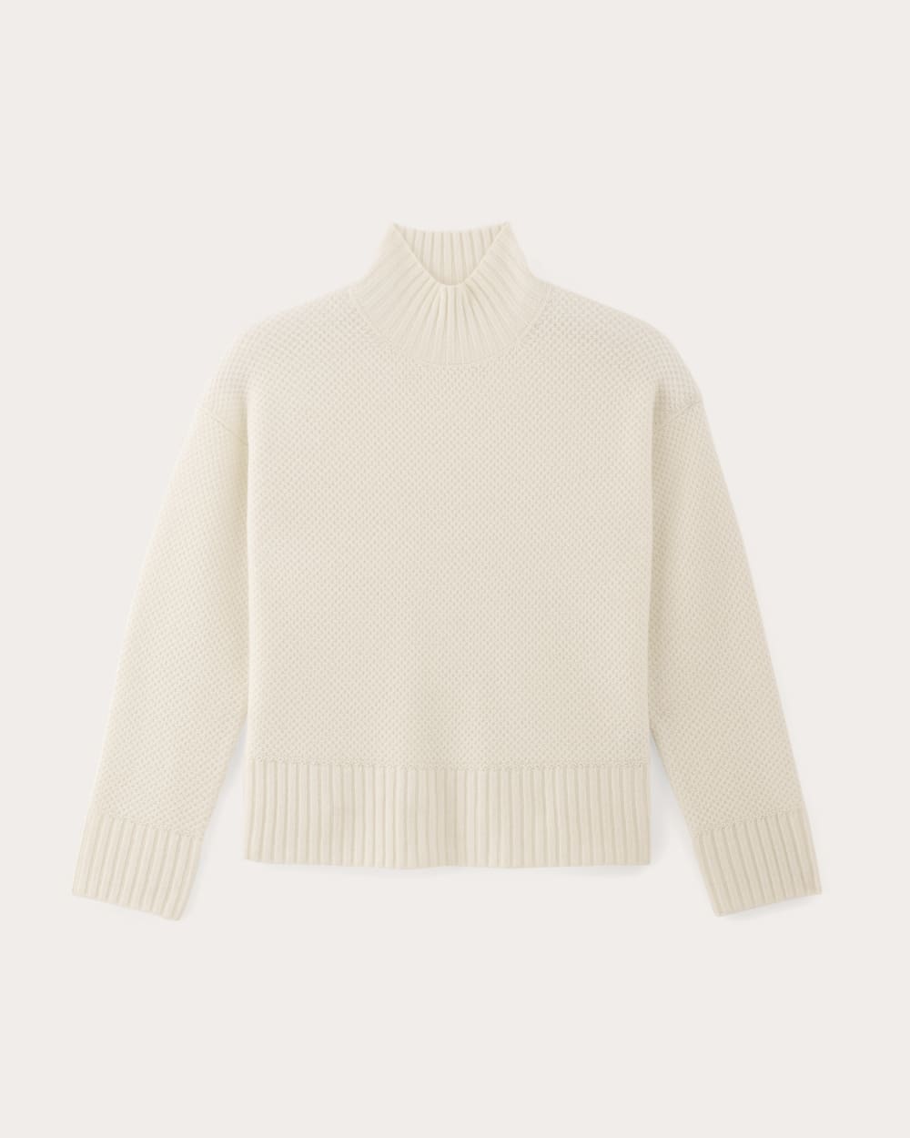 The Honeycomb Funnel Neck in Wool Cashmere | Bone