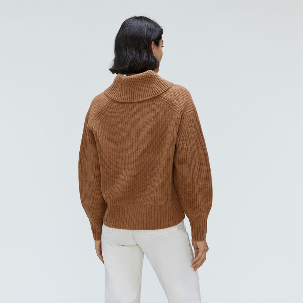 The Felted Merino Shawl Collar Sweater | Deep Camel