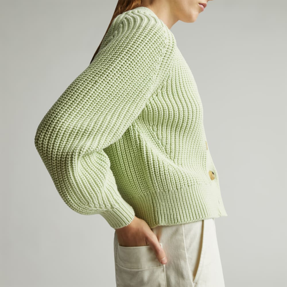 The Texture Cotton Cardigan | Seafoam Green