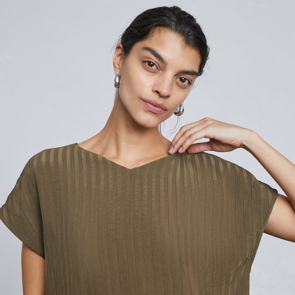 The City Stripe V-Neck Top | Beech