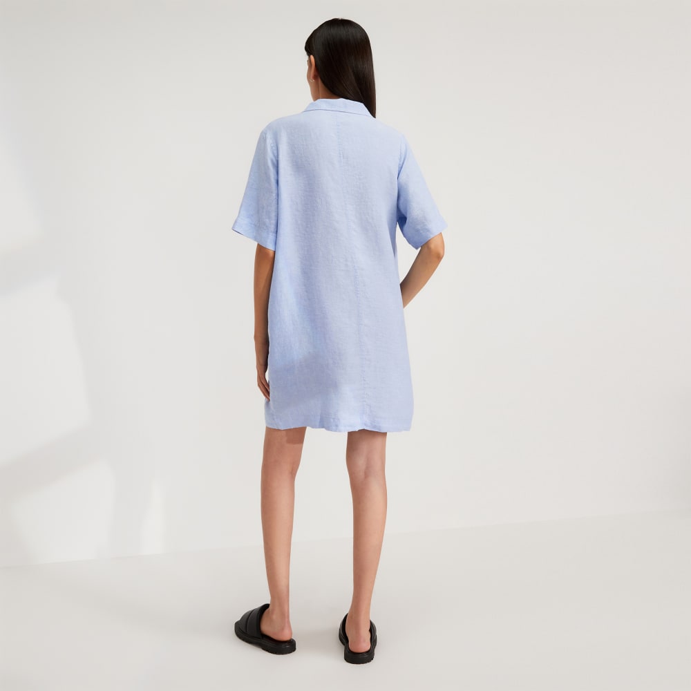 The Linen Workwear Dress | Light Blue