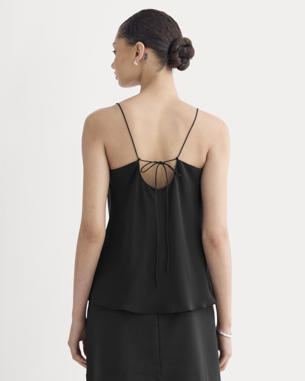 The Tie Back Cami in Washable Silk | Black