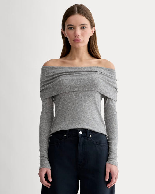 The Off-the-Shoulder Top in Butterluxe | Heather Charcoal