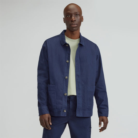 The Organic Cotton Herringbone Utility Jacket | Navy