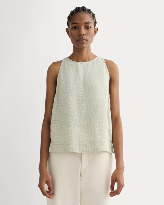 The Linen High-Neck Tank | Elm Gingham