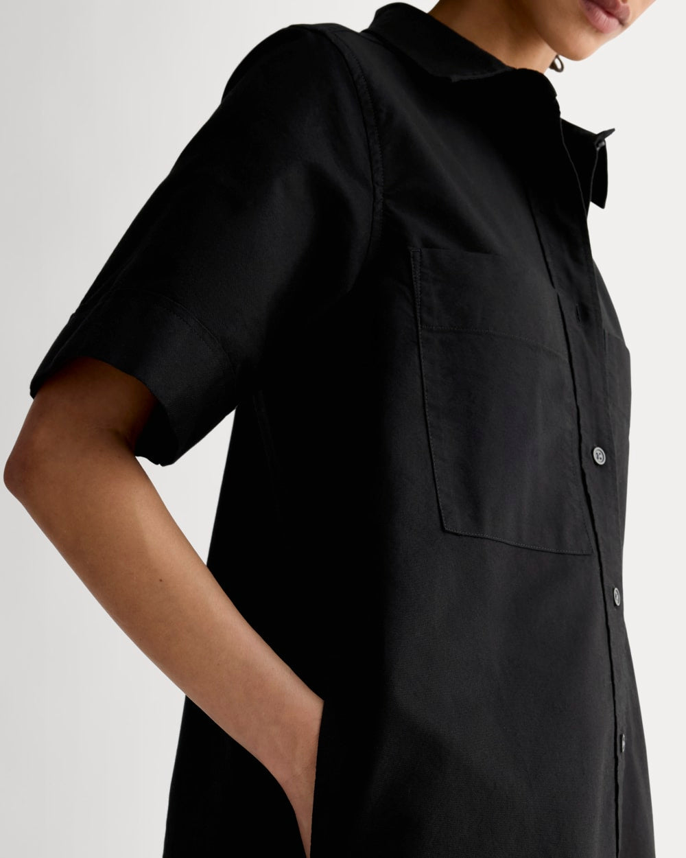 The Oxford Short-Sleeve Shirt Dress | Black