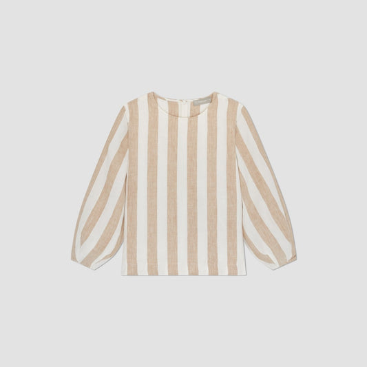 The Linen Long-Sleeve Top | Bone / Caramel