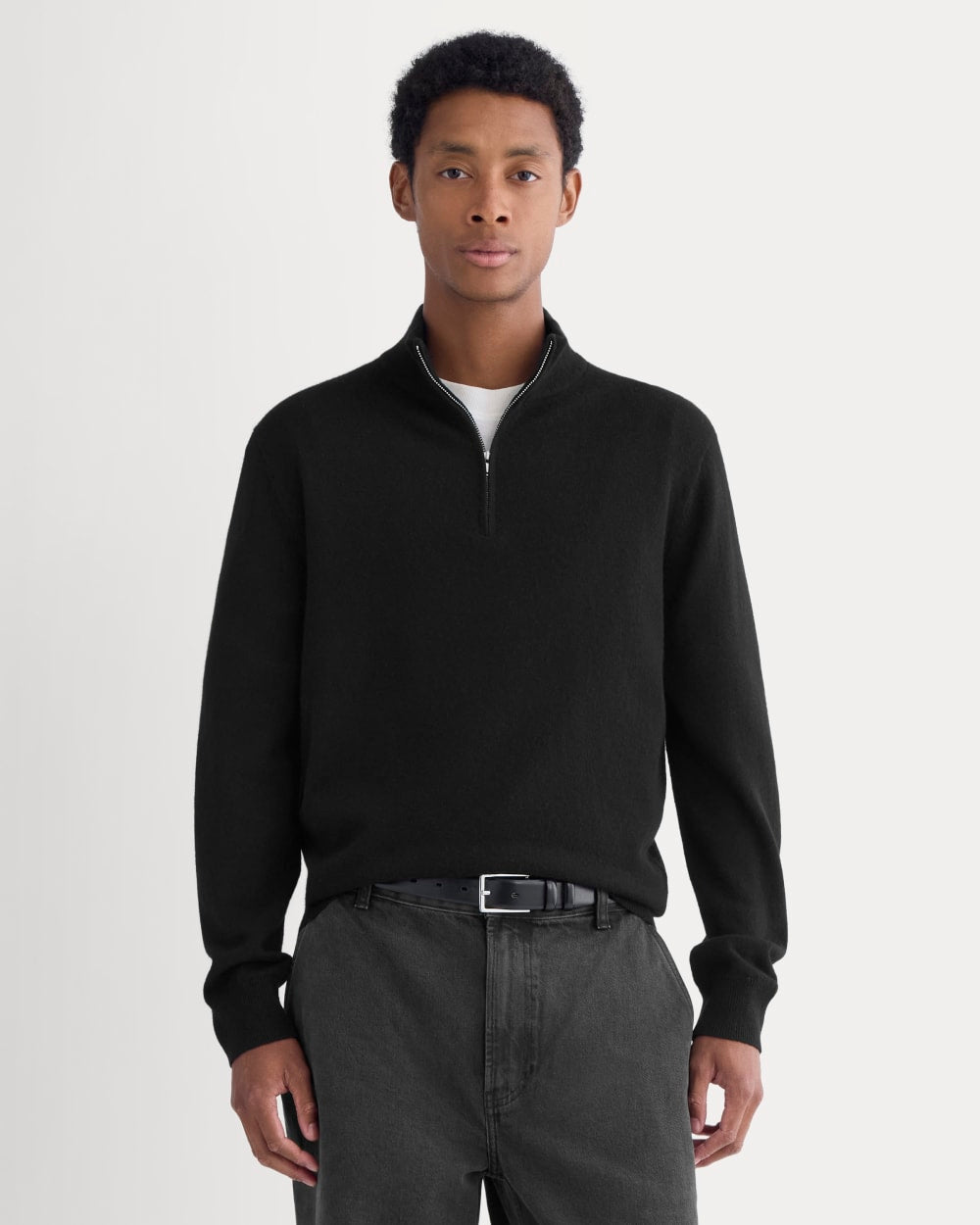 Cashmere Quarter Zip Sweater |  Black