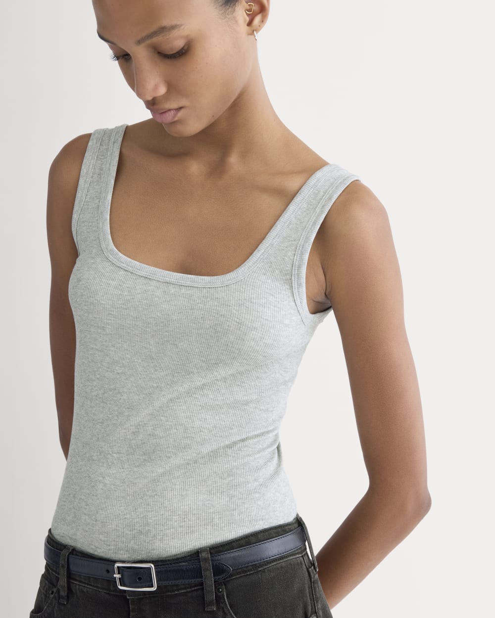 The Luxe Rib Square-Neck Tank | Classic Heather Grey