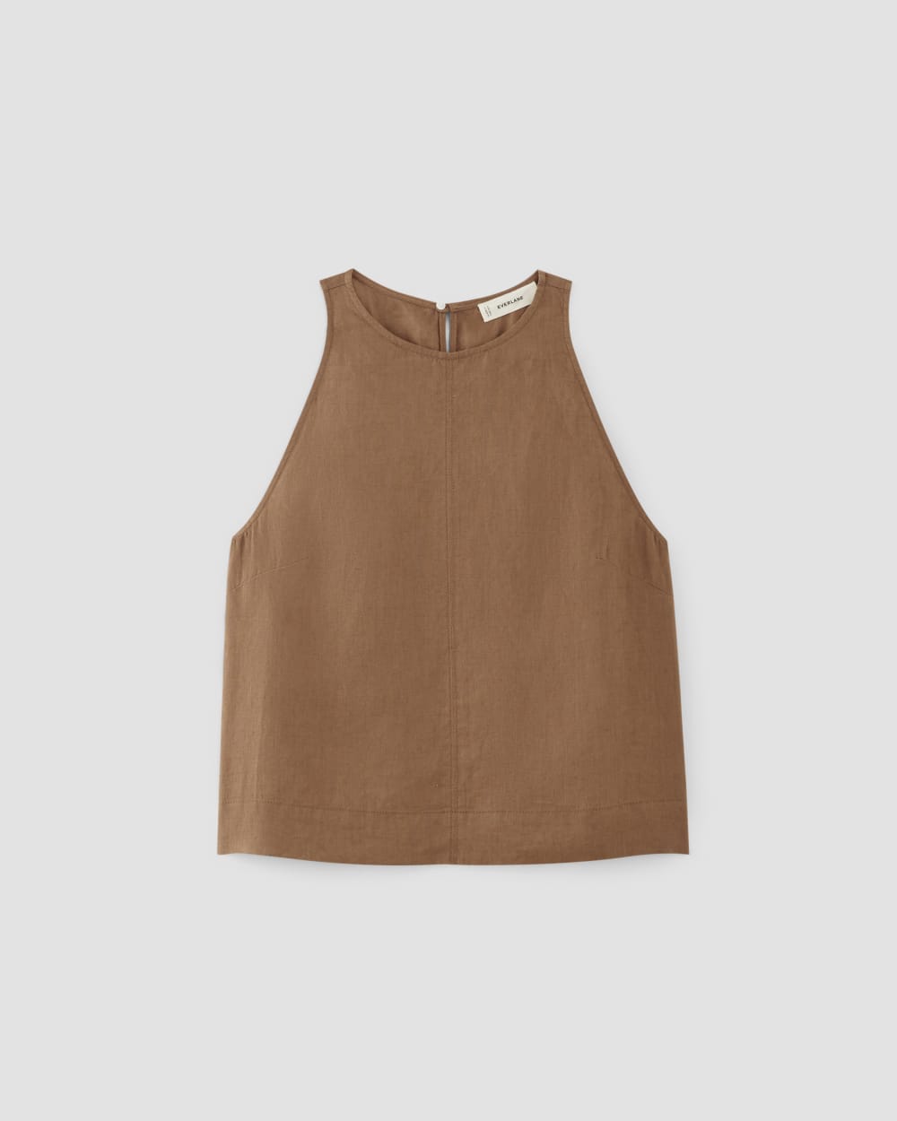 The Linen High-Neck Tank | Carob Brown