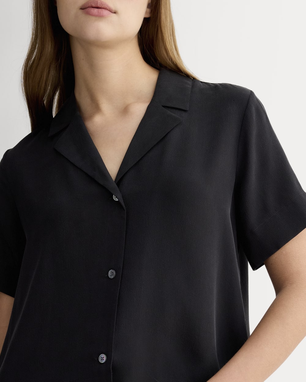 The Notch Shirt in Washable Silk | Black