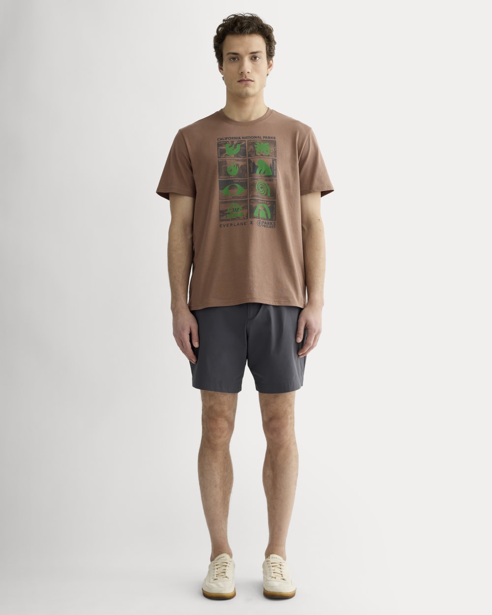 The Everlane x Parks Project Essential Organic Crew | Brown / Green / Forged Iron