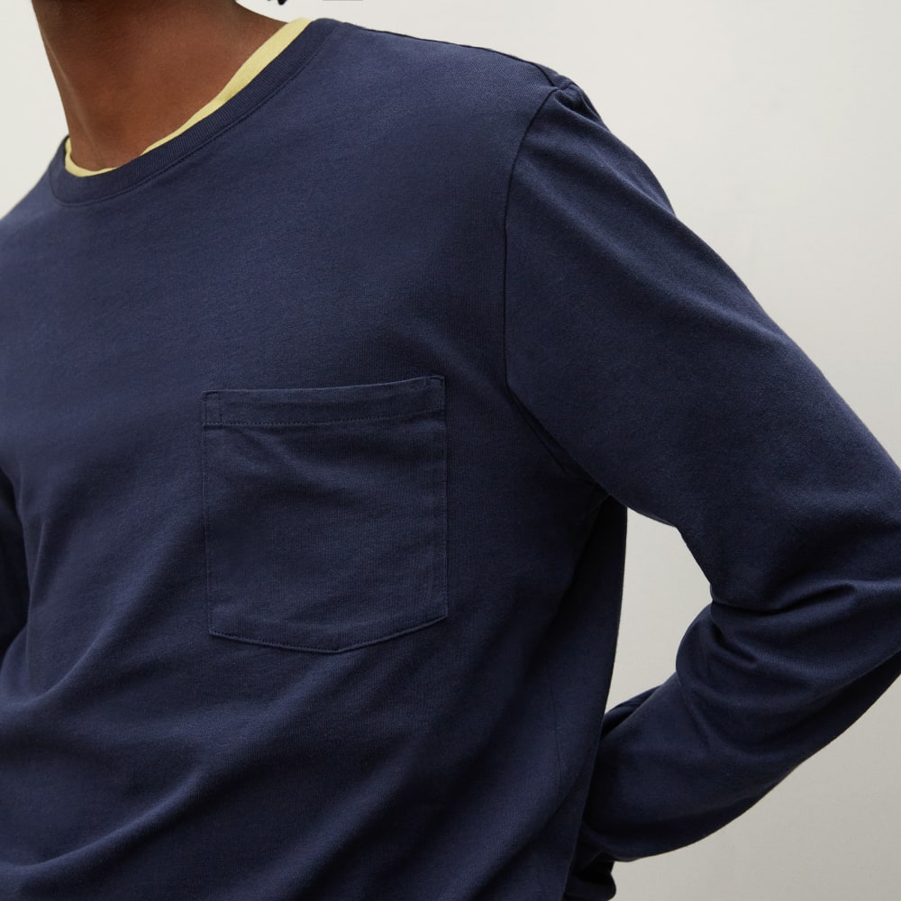 The Organic Cotton Long-Sleeve Pocket Tee | Deep Navy