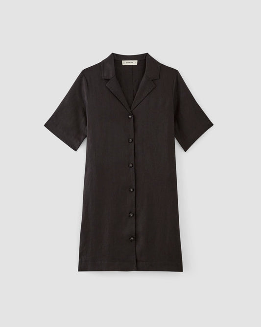 The Shirtdress in Linen | Black