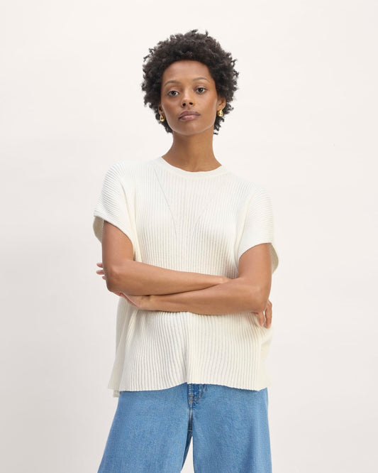 The Cotton Knit Caftan Top | Bone