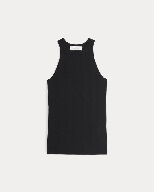 The Pointelle Racerback Tank in Ultrafine Merino | Black