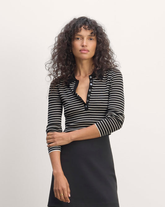 The Polo in Ultrasoft Merino | Black / Bone