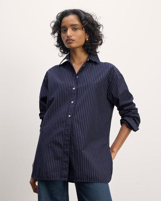 The Supima® Cotton Boyfriend Shirt | Navy / White