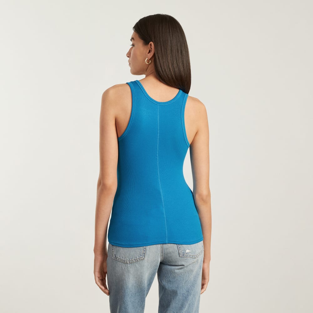 The Pima Micro-Rib U-neck Tank | Horizon Blue
