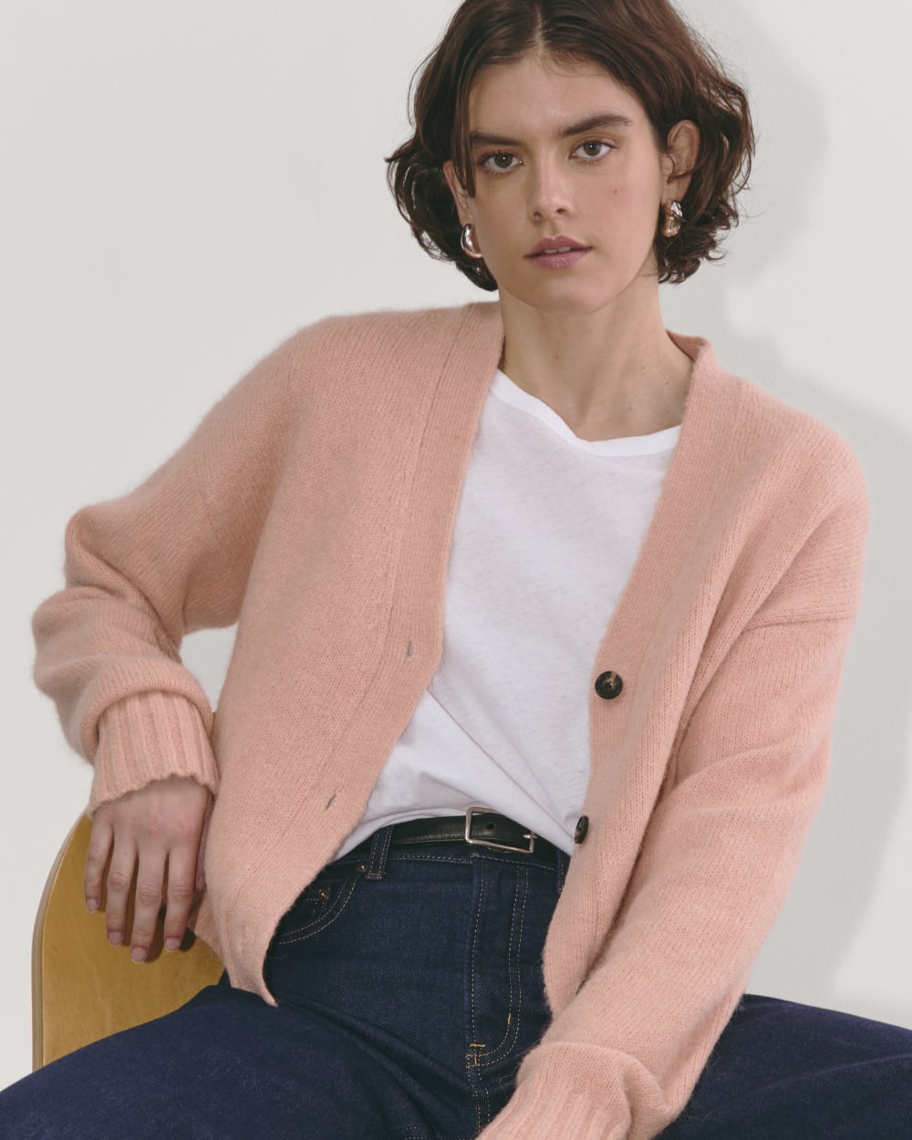 The Boxy Cardigan in Alpaca | Blush Pink
