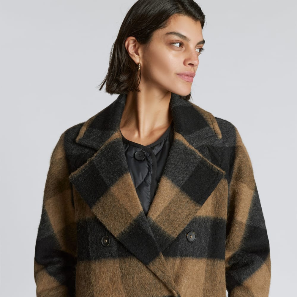 The Brushed Italian ReWool® Peacoat | Camel Buffalo Check