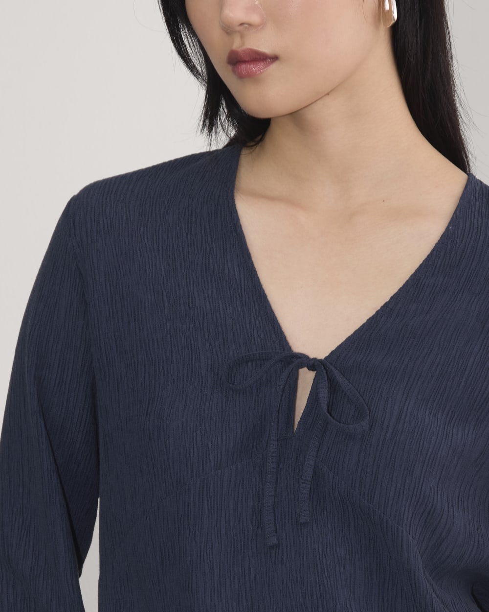 The Crinkle Long-Sleeve | Navy