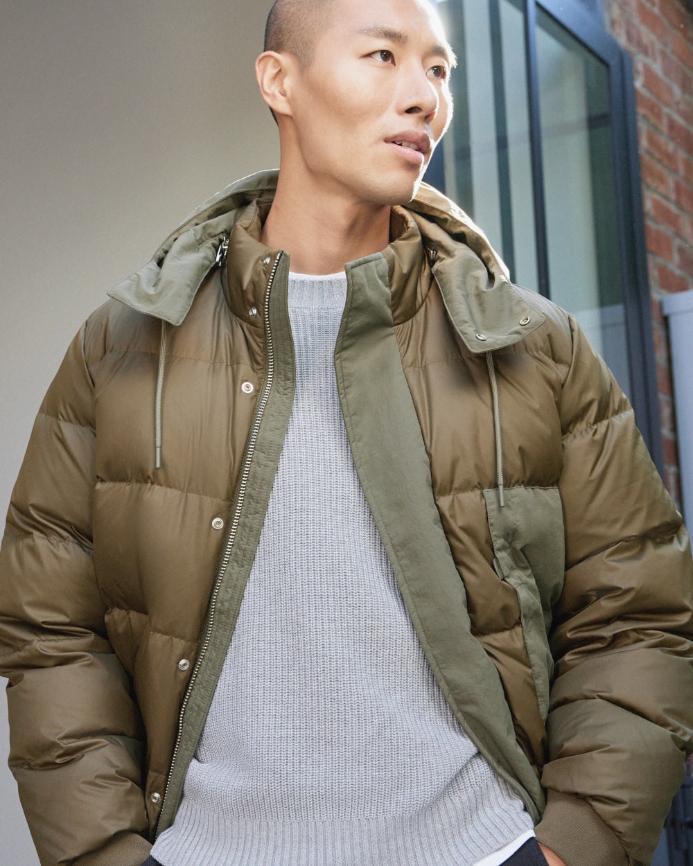 The ReNew Short Puffer | Kalamata / Beech