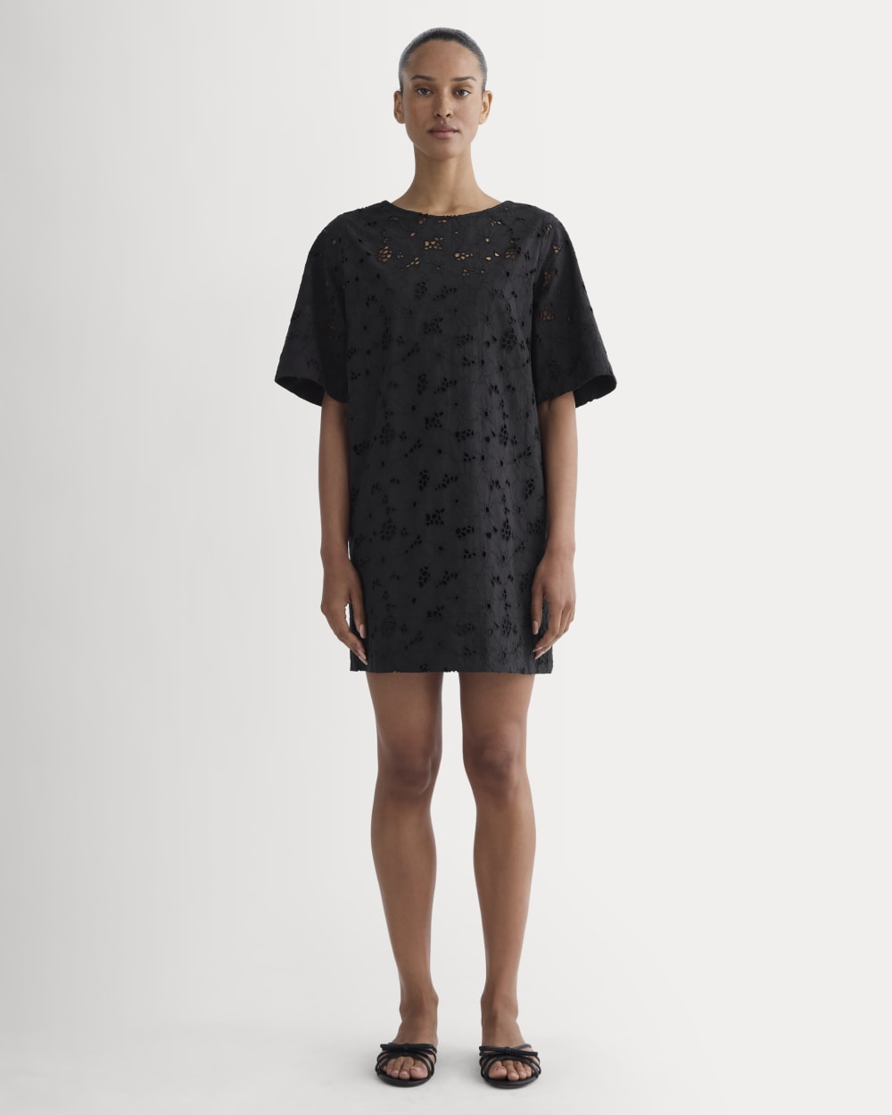 The Eyelet Mini Shift Dress | Black