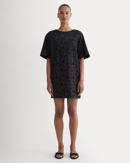 The Eyelet Mini Shift Dress | Black
