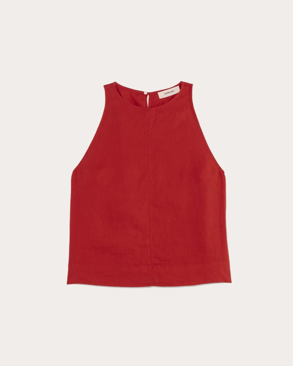 The Linen High-Neck Tank | Classic Red