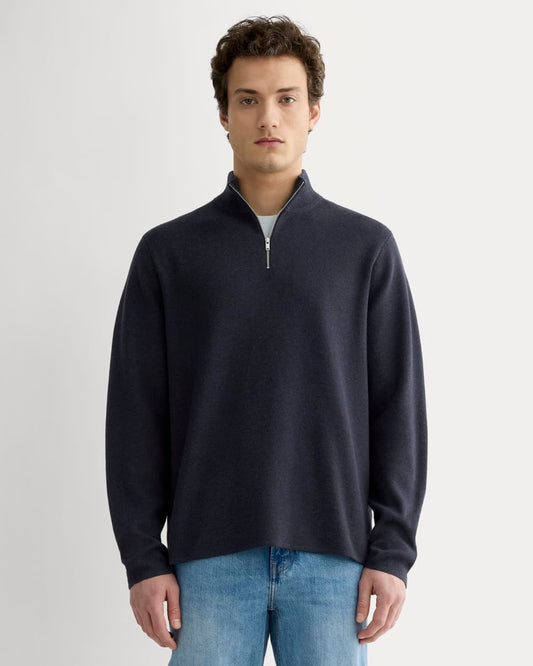 The No-Sweat Quarter-Zip | Heathered Midnight