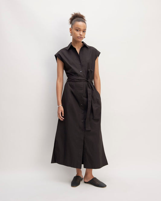 The Supima® Cotton Short-Sleeve Shirt Dress | Black