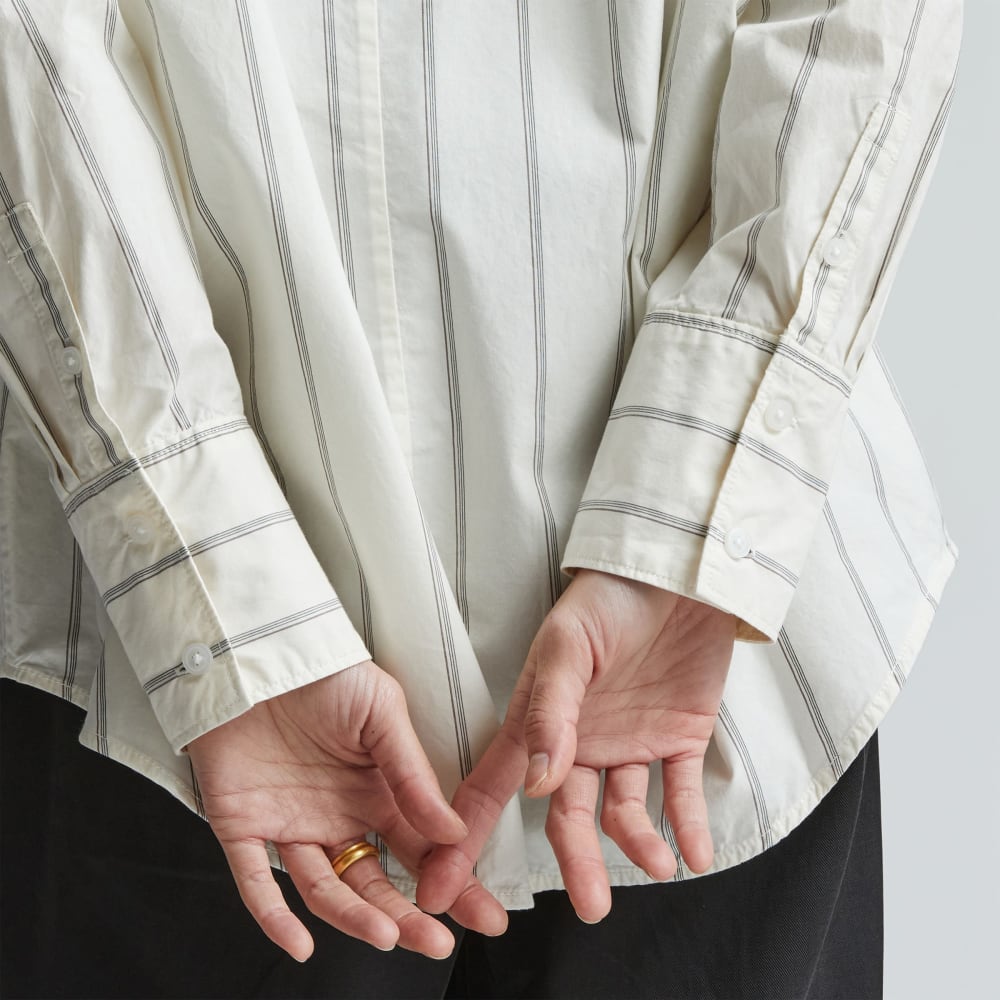 The Oversized Poplin Shirt | Black / Canvas Tan