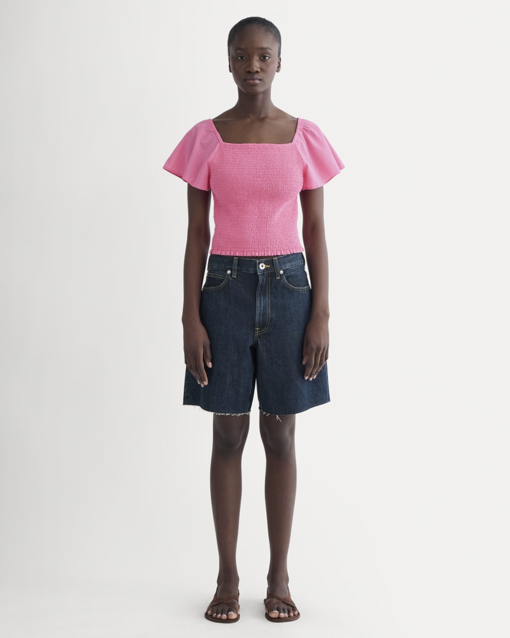 The Gauze Smocked Top | Deep Pink