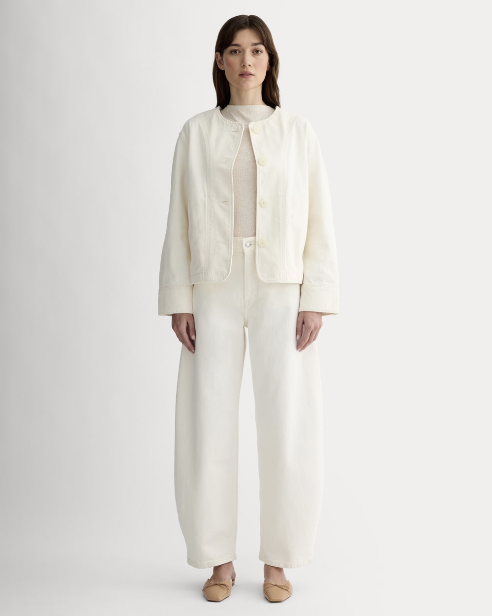 The Denim Barrel Jacket | Calico Ecru