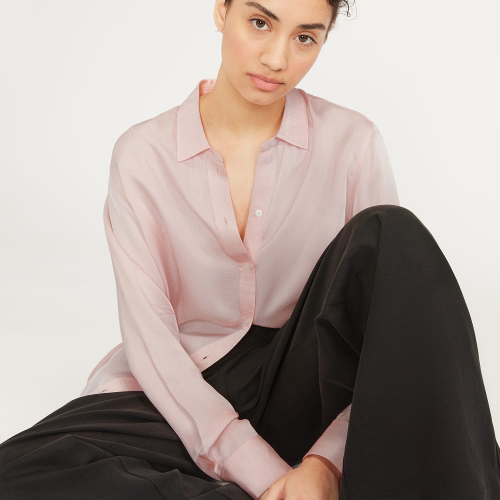 The Satin Relaxed Shirt | Petal Pink