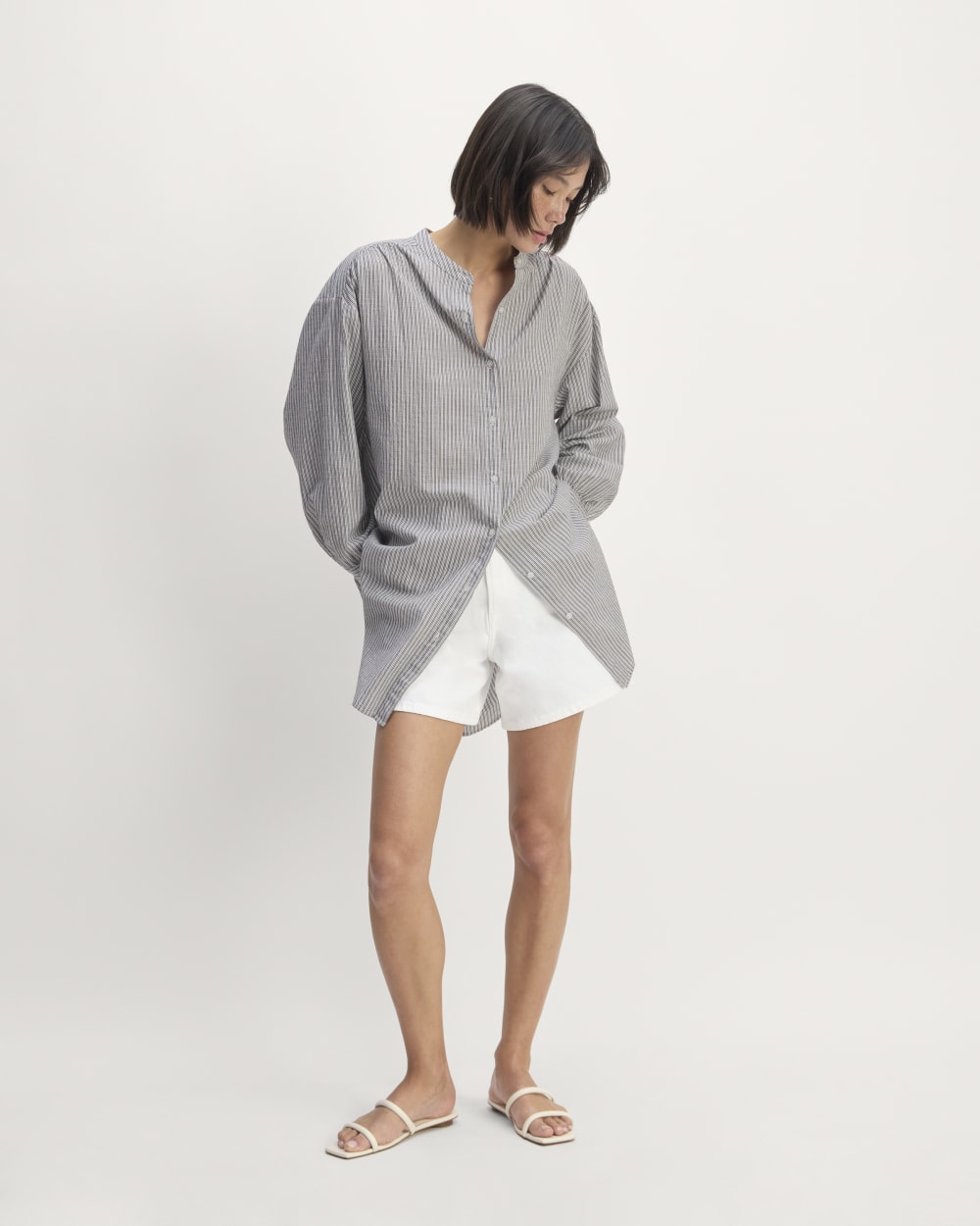 The Gauze Oversized Shirt | White / Black