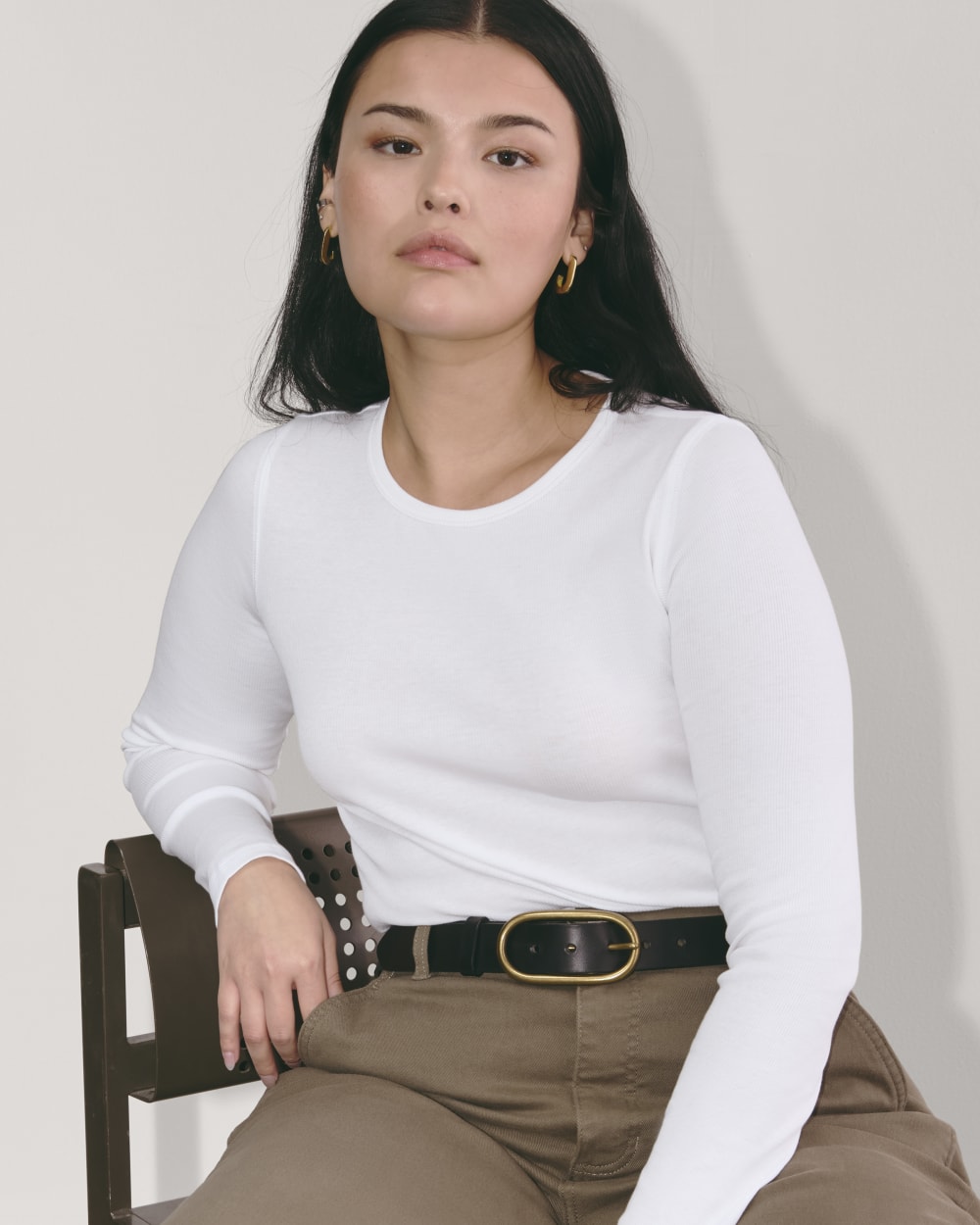 The Luxe Rib Long-Sleeve Crew | White