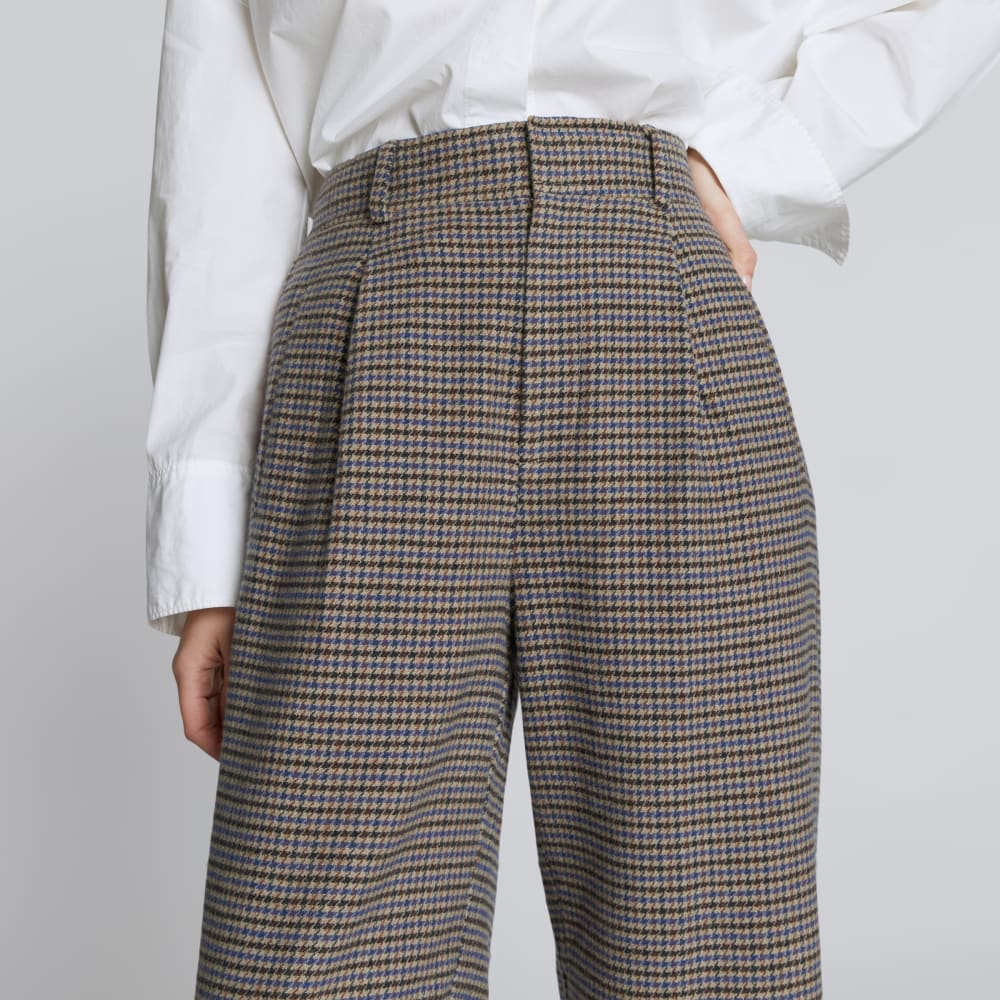 The ReWool® Way-High Drape Pant | Blue / Brown Houndstooth