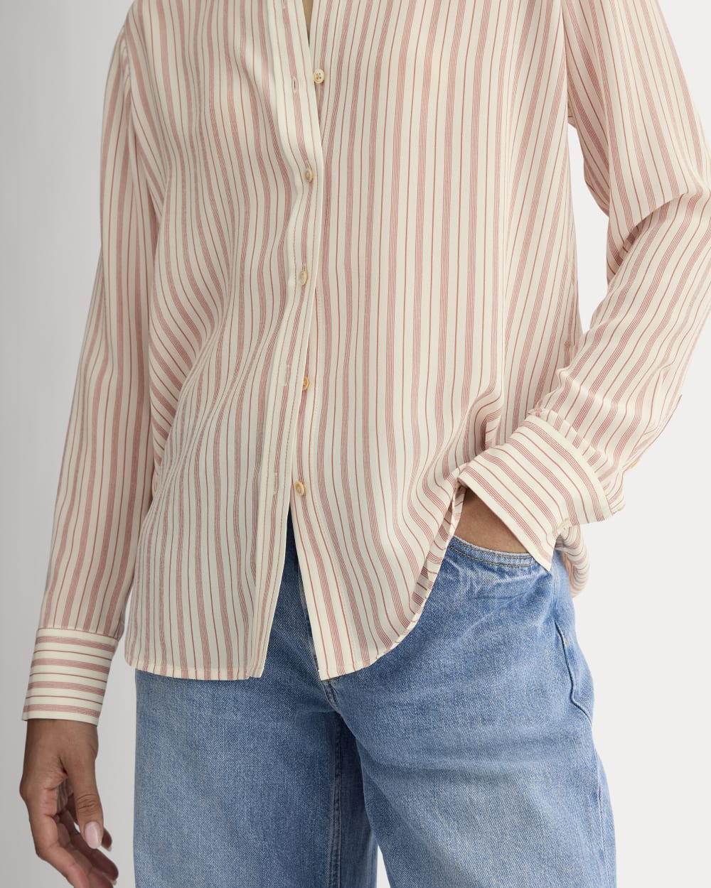 The Must-Have Shirt in Washable Silk | Bone / Dusky Rose