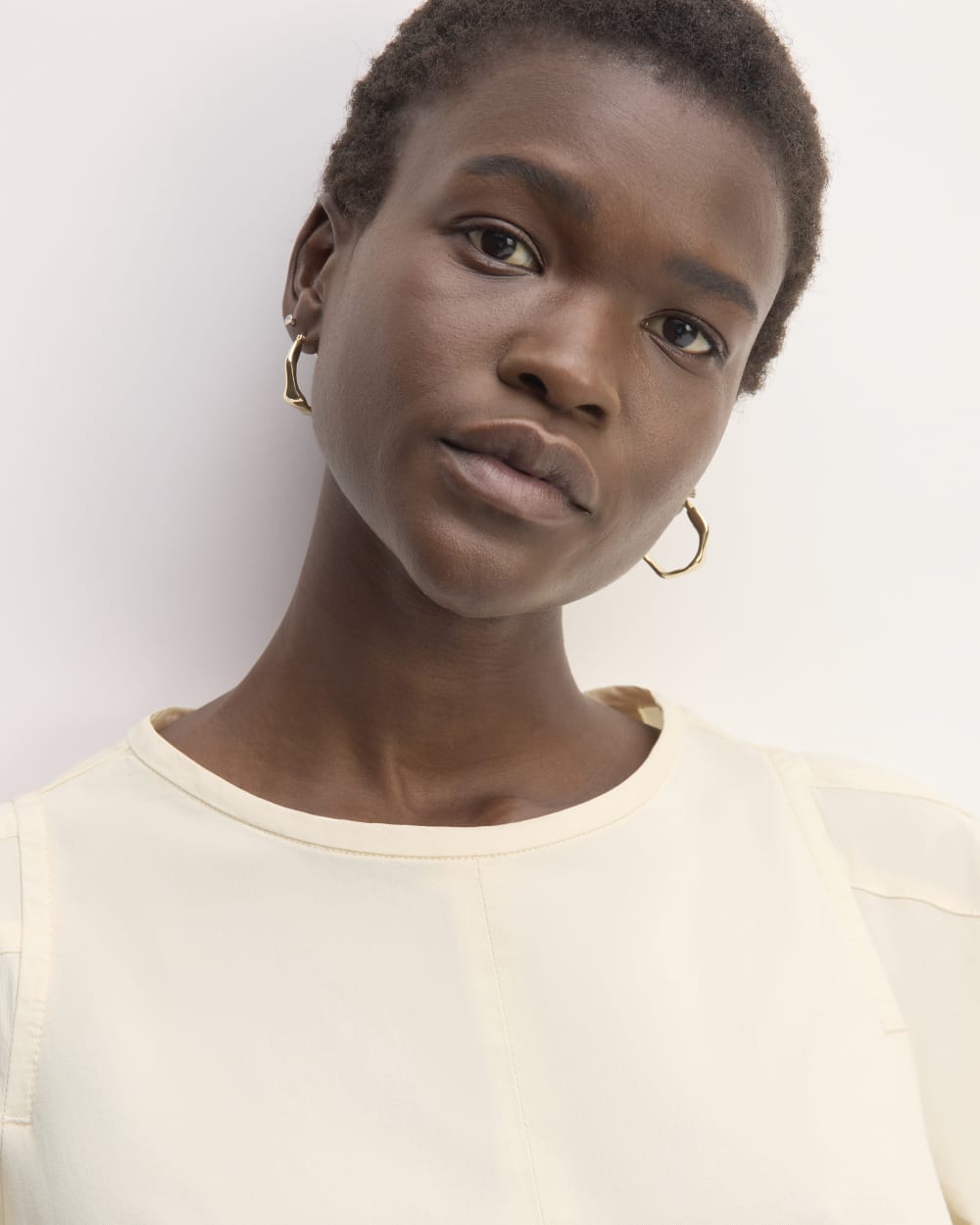 The Short-Sleeve Puff Midi Dress | Bone